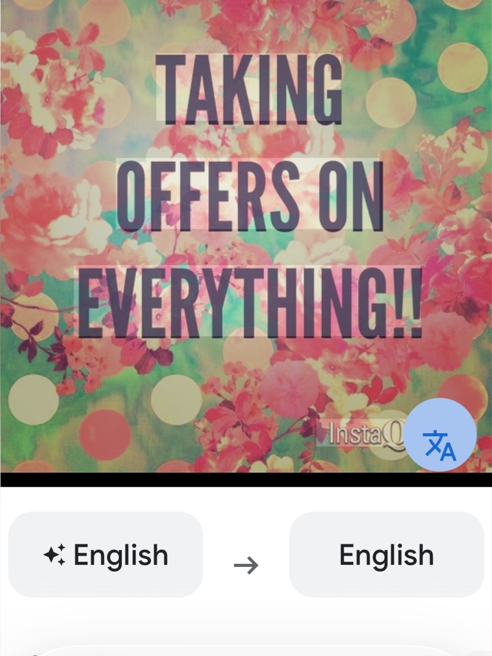 Floral 'Taking Offers On Everything' Graphic Print